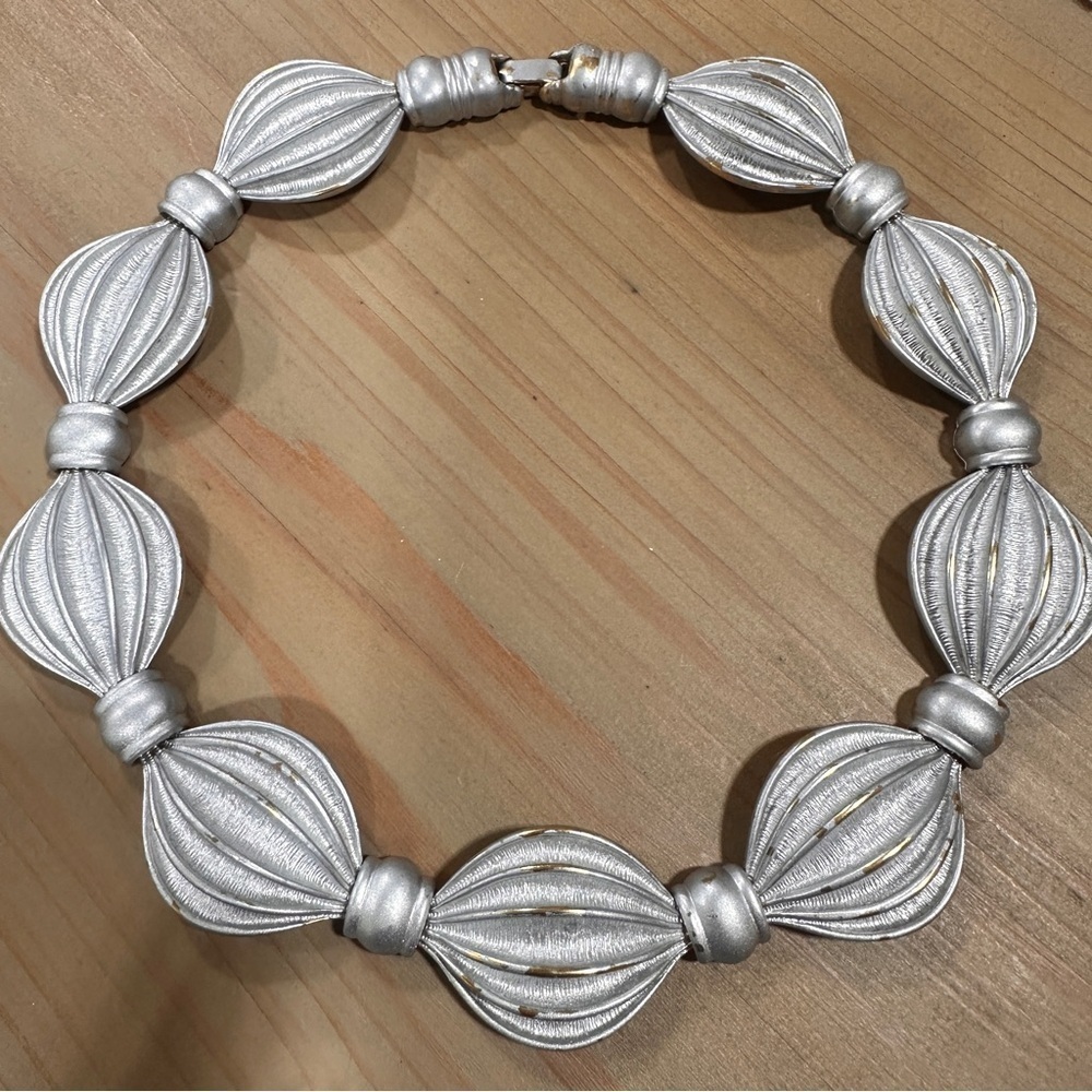 Vintage 1990's Chunky Silver Modern Statement Collar Necklace